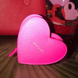 Kate Spade Leather Zippered Red Pink Heart Wallet